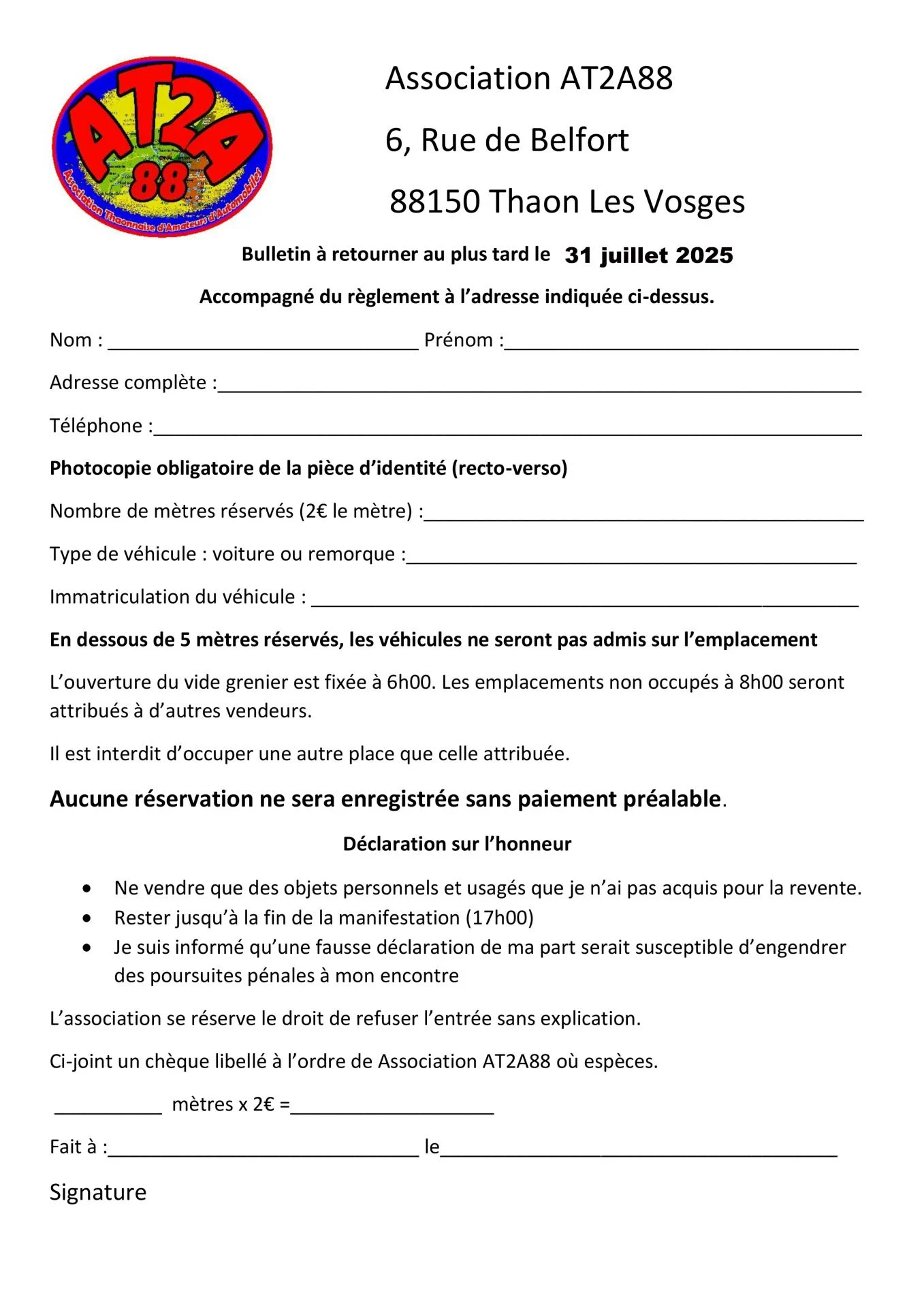 Bulletin d inscription 10 aout 2025